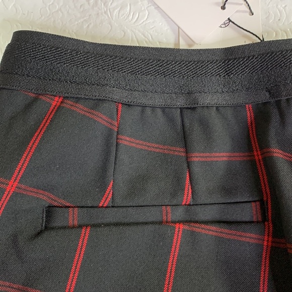 Zara Black and Red Windowpane Check Pants NWT - Picture 6 of 7